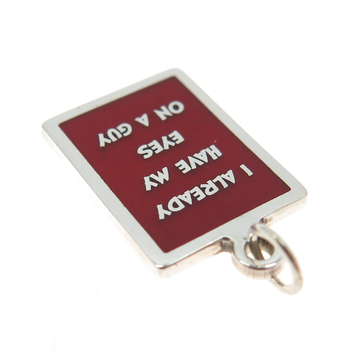 925 Sterling Silver Enamel "I Already Have My Eyes On Guy" Minimalist Pendant