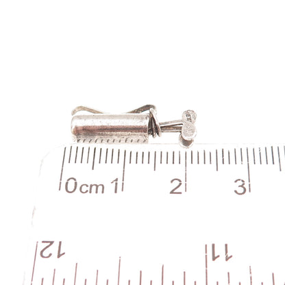 925 Sterling Silver Antique Art Deco Mexico Gold Club Oxidized 3D Charm Pendant