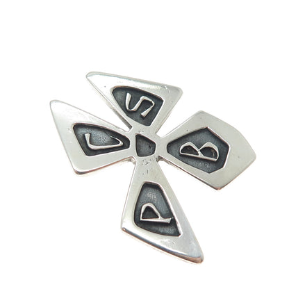 925 Sterling Silver Vintage PCSB School Flower Oxidized Pin Brooch