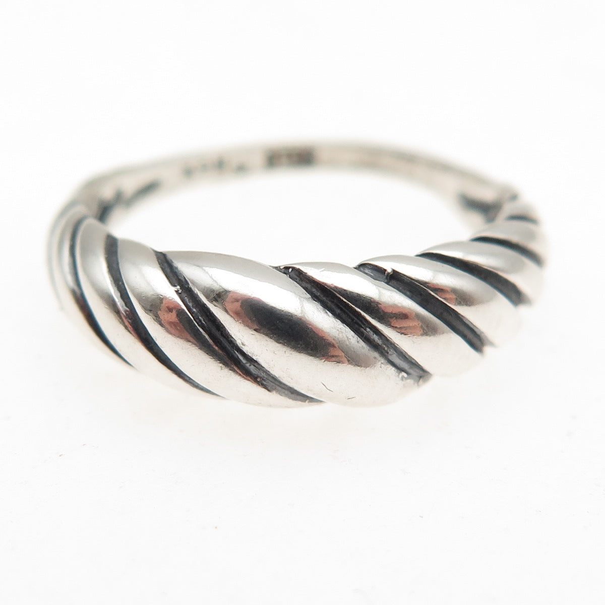 KABANA 925 Sterling Silver Vintage Modernist Ribbed Oxidized Ring Size 6.25