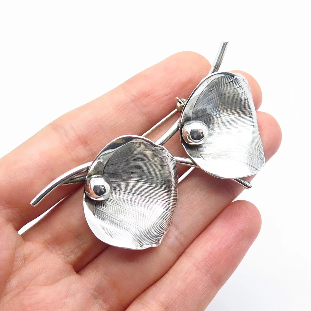 925 Sterling Silver Vintage Beau Calla Lily Floral Pin Brooch