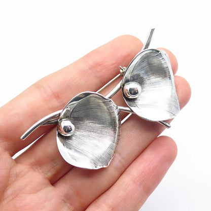 925 Sterling Silver Vintage Beau Calla Lily Floral Pin Brooch