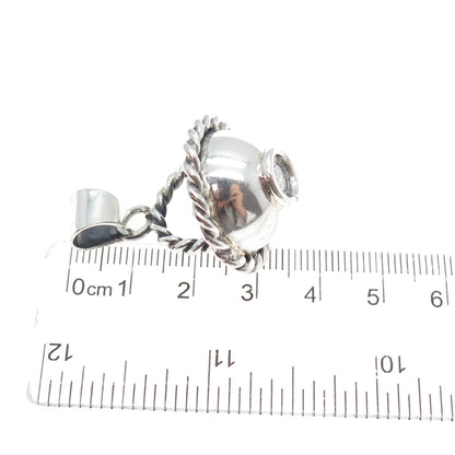 925 Sterling Silver Vintage Mexico Fruit Bowl Oxidized 3D Charm Pendant