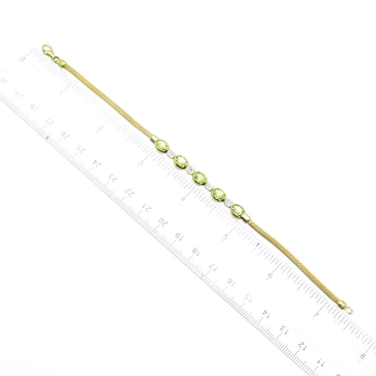 DBJ DEE BERKLE 925 Sterling Silver Gold Plated Real Diamond Peridot Bracelet 7"