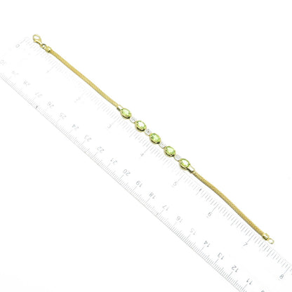 DBJ DEE BERKLE 925 Sterling Silver Gold Plated Real Diamond Peridot Bracelet 7"