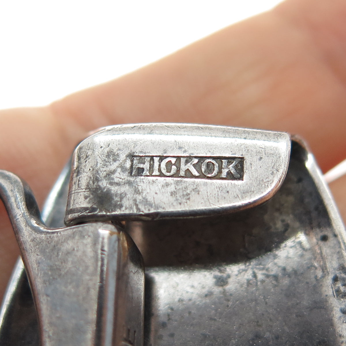 HICKOK Sterling Silver & Bronze Antique Art Deco Letter F Oxidized Belt Buckle