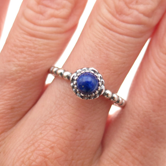 Pandora 925 Sterling Silver Real Lapis September Birthstone Ring Size 7.5