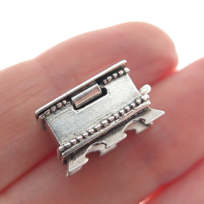 BEAU 925 Sterling Silver Vintage Hope Chest Box Minimalist Charm Pendant
