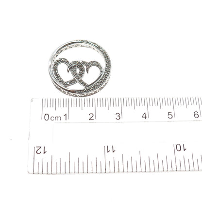 925 Sterling Silver Real Champagne Diamond Love Couple Heart Slide Pendant