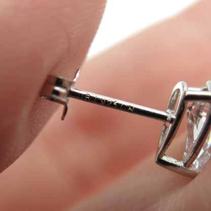 925 Sterling Silver Pear-Cut C Z Stud Earrings