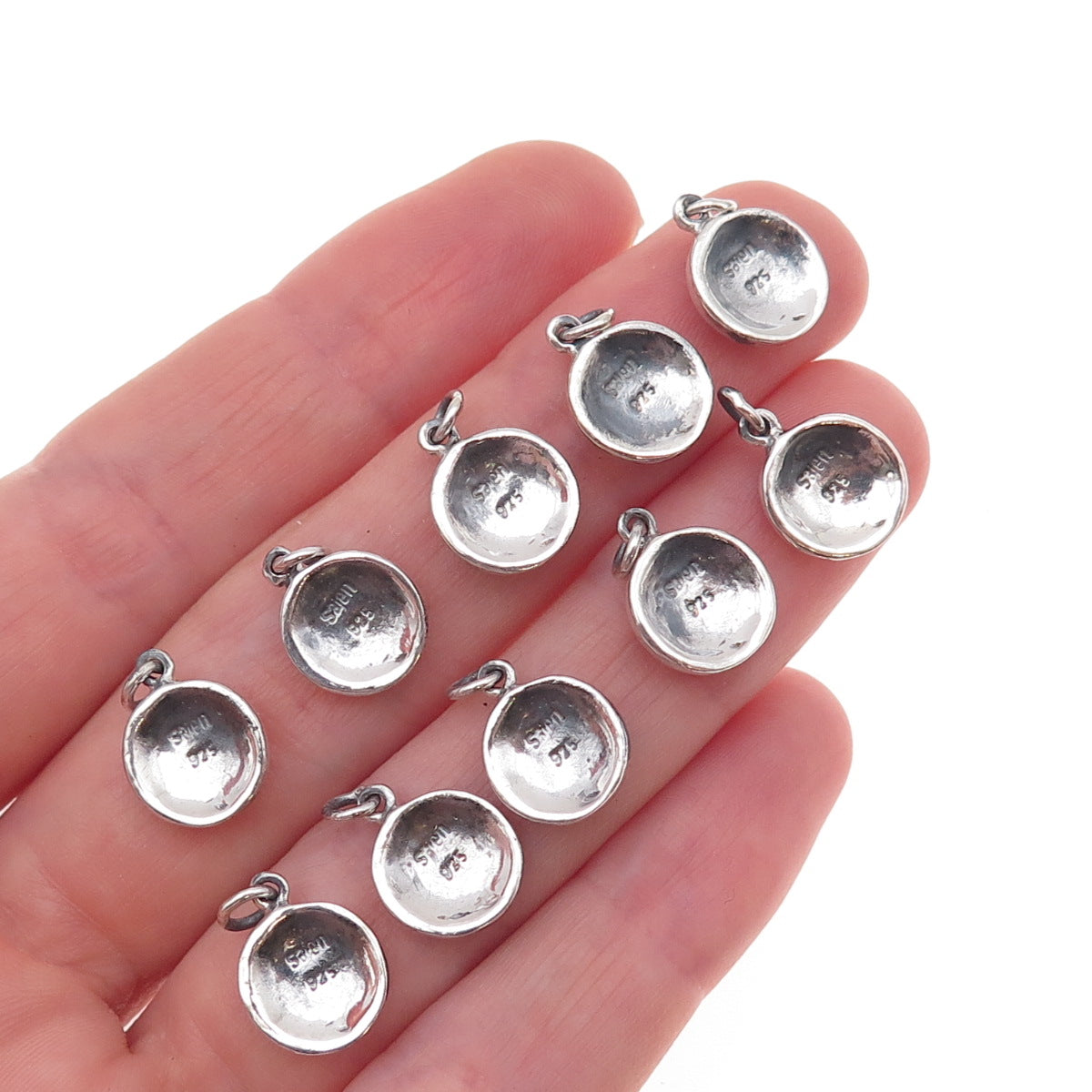 Sajen 925 Sterling Silver Vintage SET of 10 Moon Face Oxidized Charm Pendants