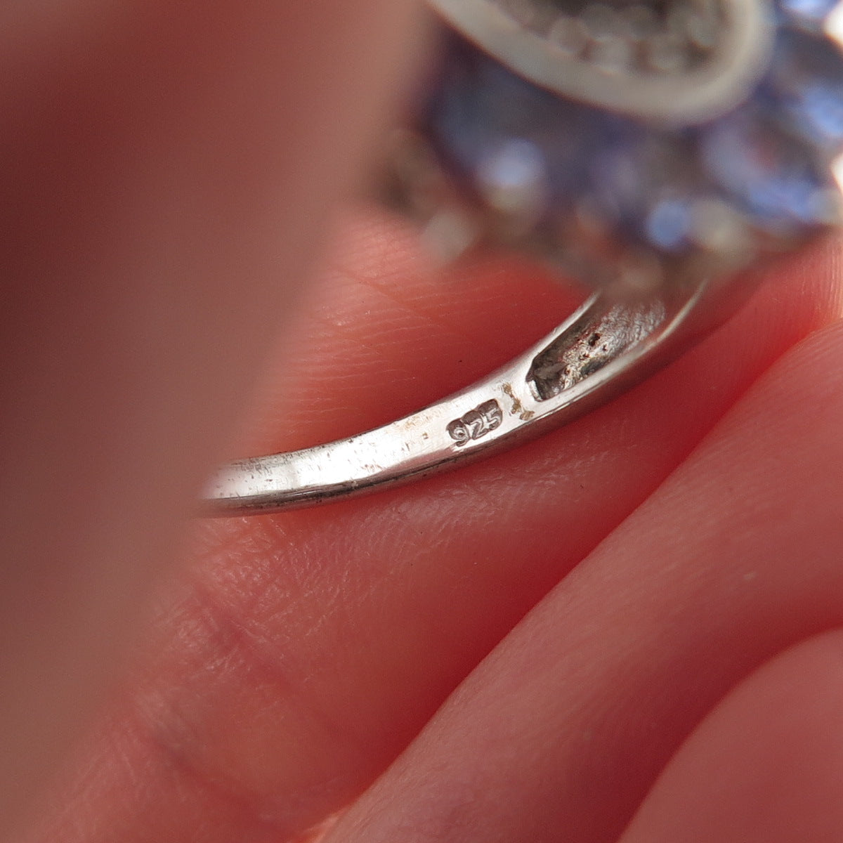 Chuck Clemency 925 Sterling Silver Real Tanzanite & White Topaz Ring Size 8.25