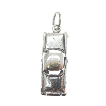 BEAU 925 Sterling Silver Vintage Retro Car Oxidized 3D Charm Pendant