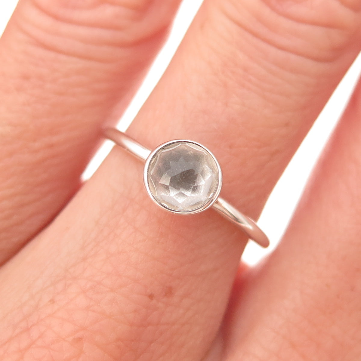 Pandora 925 Sterling Silver Clear Crystal April Birthstone Droplet Ring Size 7