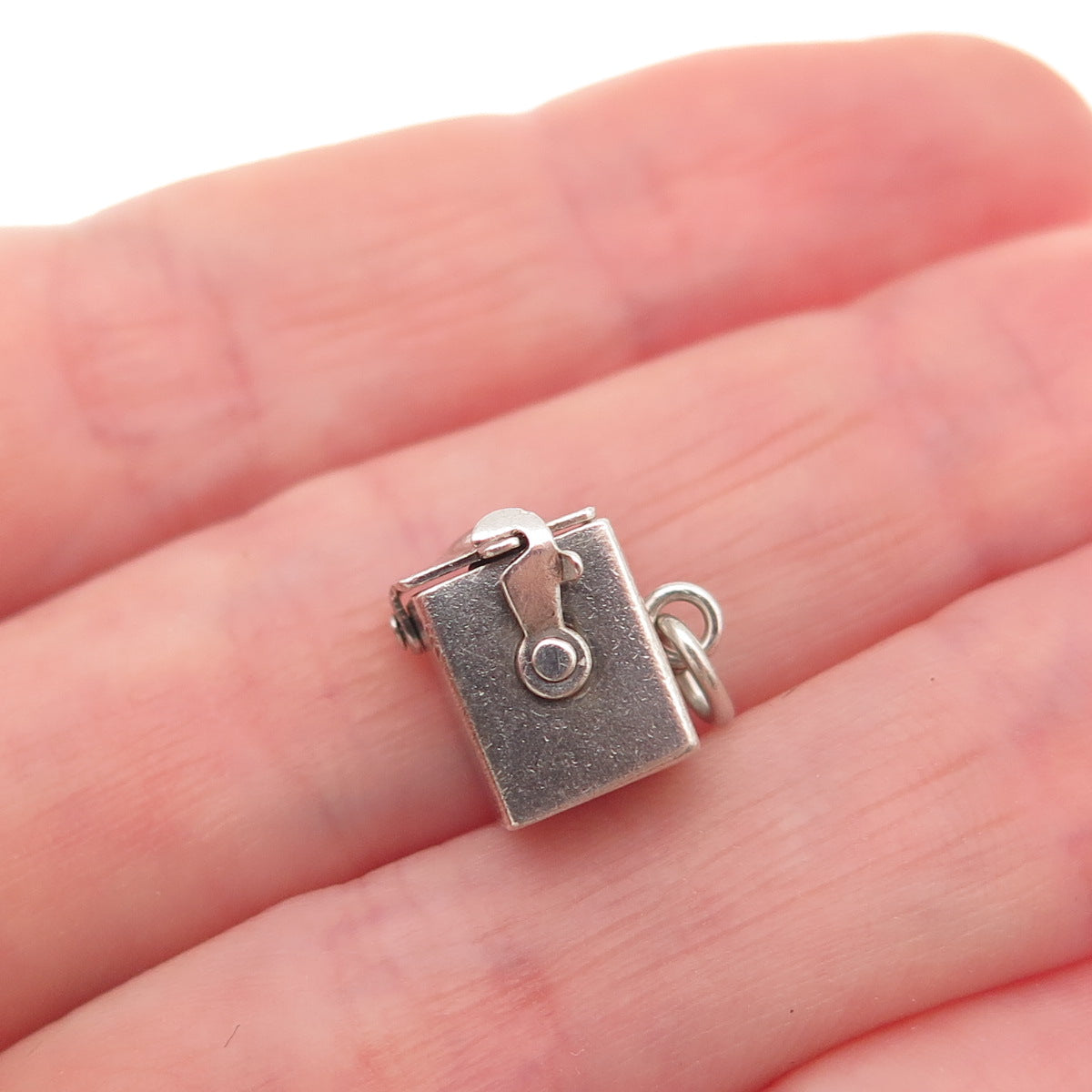 925 Sterling Silver Antique Art Deco Jack in the Box Oxidized Open Charm Pendant