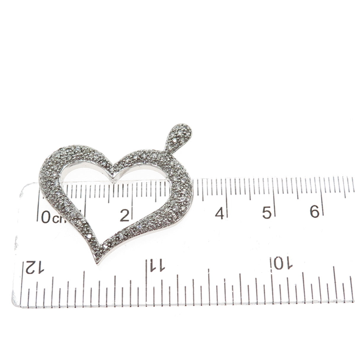 925 Sterling Silver Round-Cut C Z Heart Charm Pendant