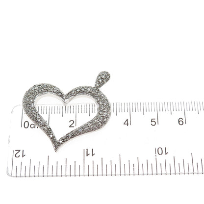 925 Sterling Silver Round-Cut C Z Heart Charm Pendant