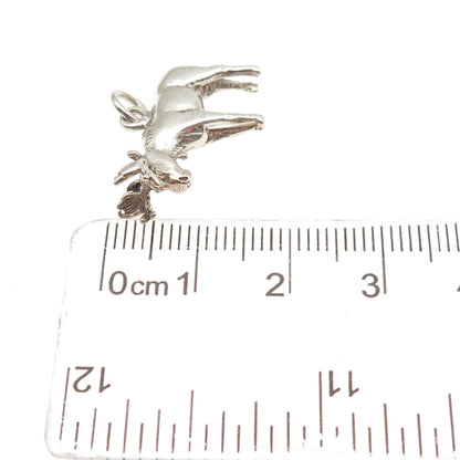 925 Sterling Silver Vintage Moose 3D Mini Charm Pendant