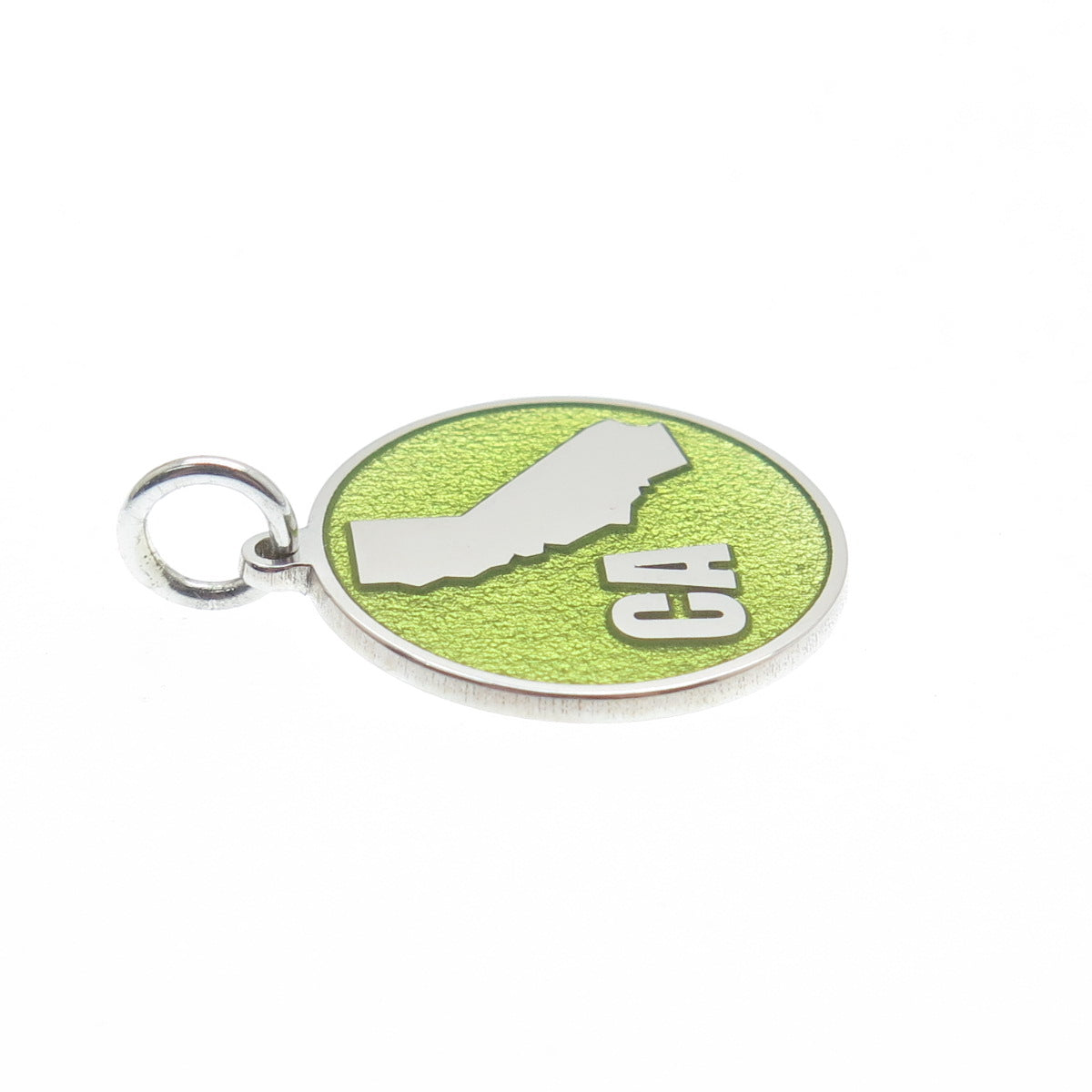 925 Sterling Silver Yellow Enamel California State Map Minimalist Charm Pendant