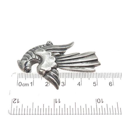 925 Sterling Silver Vintage Bird of Paradise Oxidized Pin Brooch