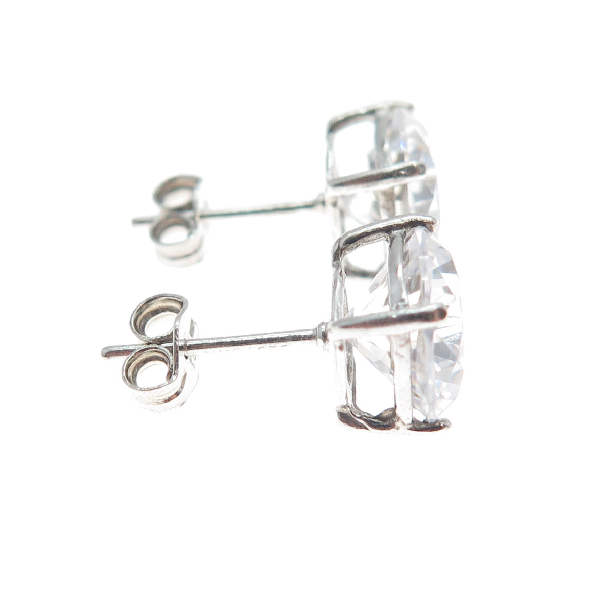 925 Sterling Silver Round-Cut C Z Stud Earrings