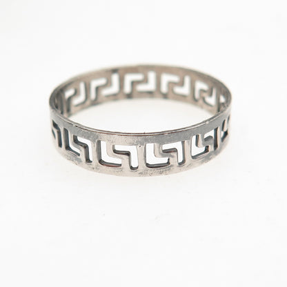 925 Sterling Silver Vintage Greek Key Oxidized Band Ring Size 8.5