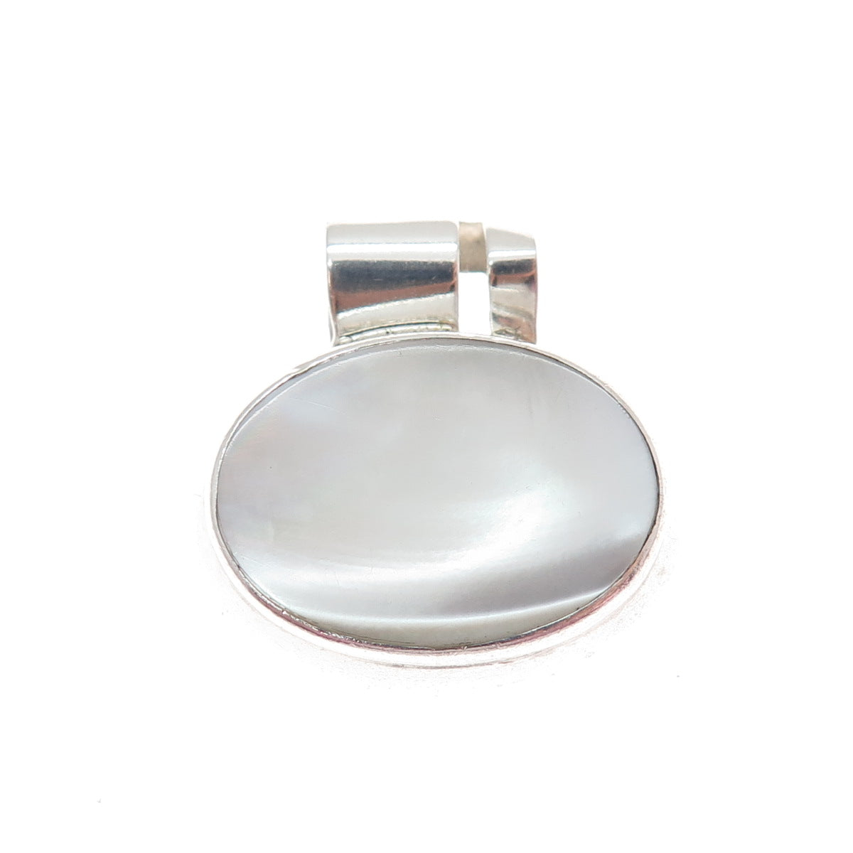 925 Sterling Silver Vintage Real Mother-of-Pearl Modernist Pendant