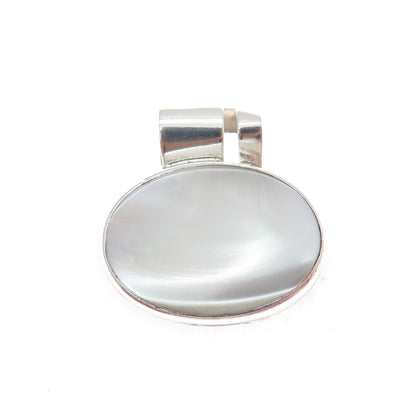 925 Sterling Silver Vintage Real Mother-of-Pearl Modernist Pendant