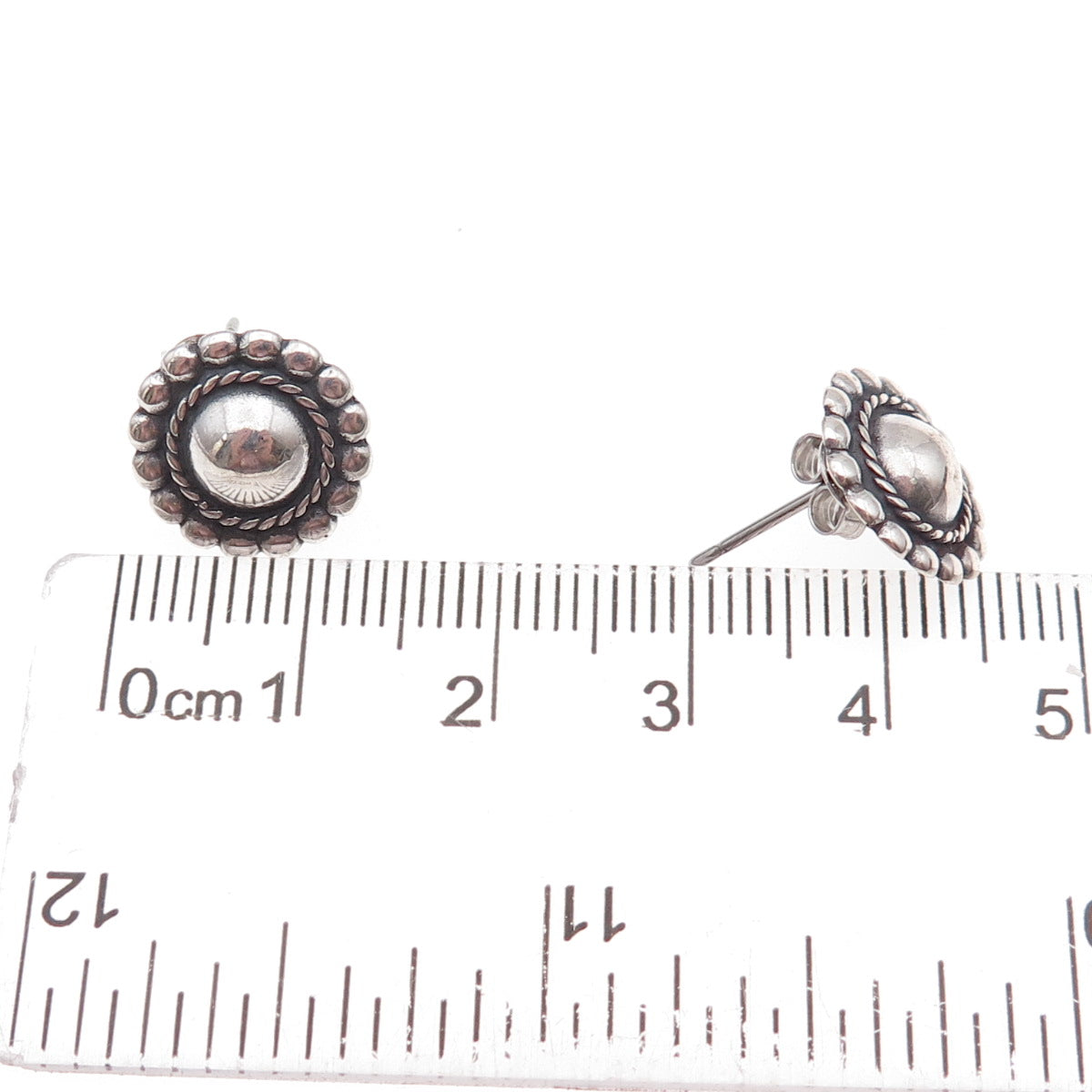 Old Pawn 925 Sterling Silver Vintage Southwestern Sun Beaded Tribal Earrings