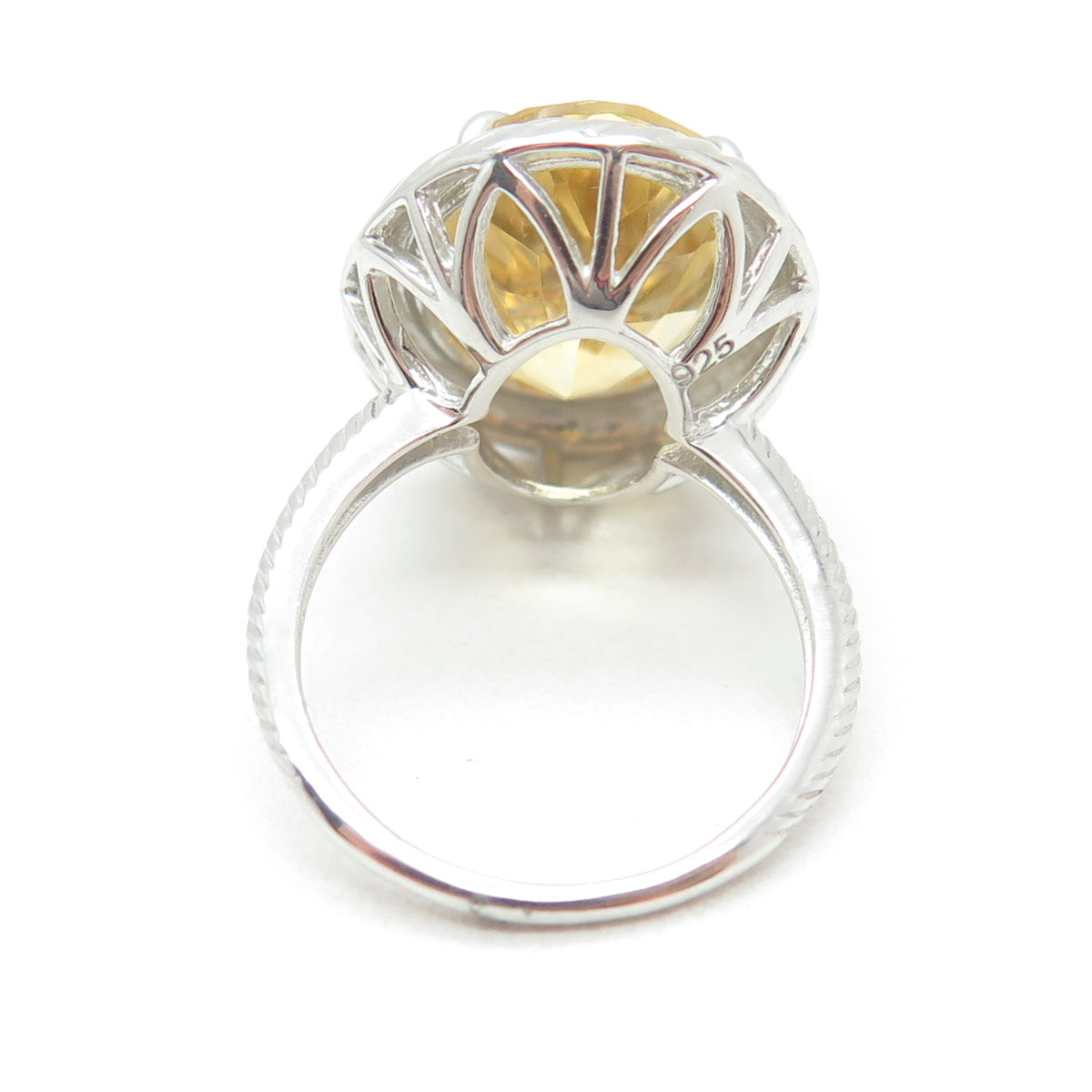 925 Sterling Silver Real Oval-Cut Citrine Ring Size 6.25
