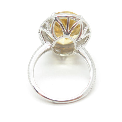 925 Sterling Silver Real Oval-Cut Citrine Ring Size 6.25