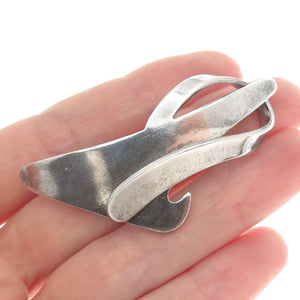 925 Sterling Silver Vintage Mexico Modernist Oxidized Pin Brooch