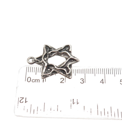 KIM 925 Sterling Silver Vintage Star of David Oxidized Charm Pendant