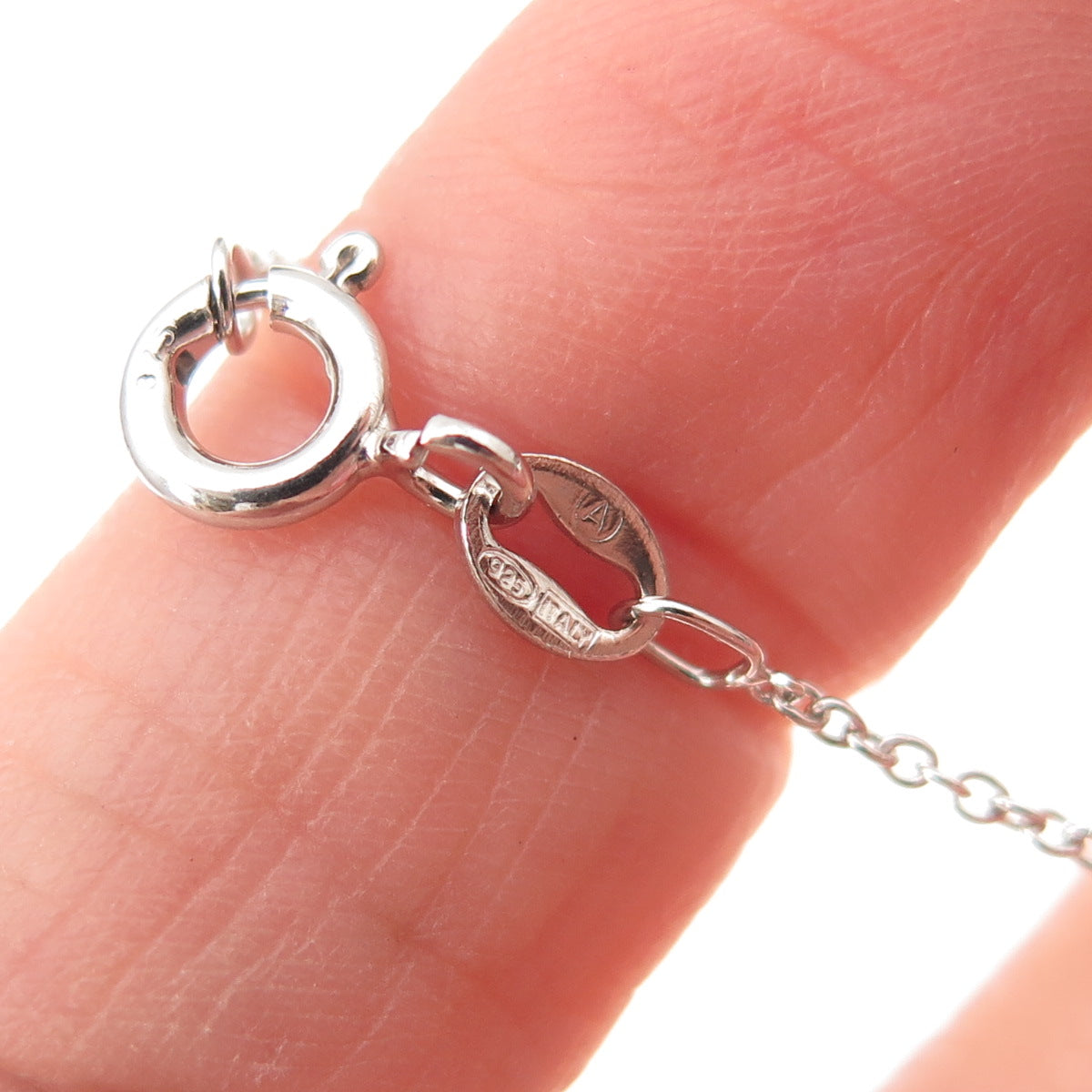 925 Sterling Silver Real Black & White Diamond Heart Cable Chain Necklace 18"