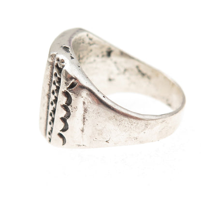 Old Pawn 925 Sterling Silver Vintage Southwestern Turquoise Tribal Ring Size 9.5