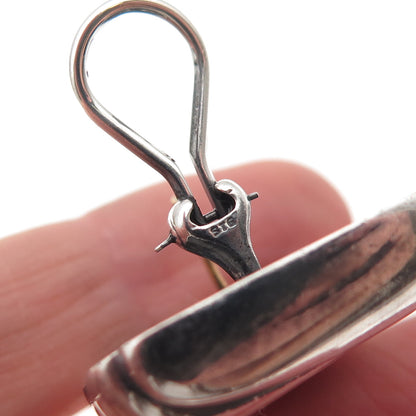 Krypell 925 Sterling Silver Vintage Modernist Oxidized Omega Back Earrings