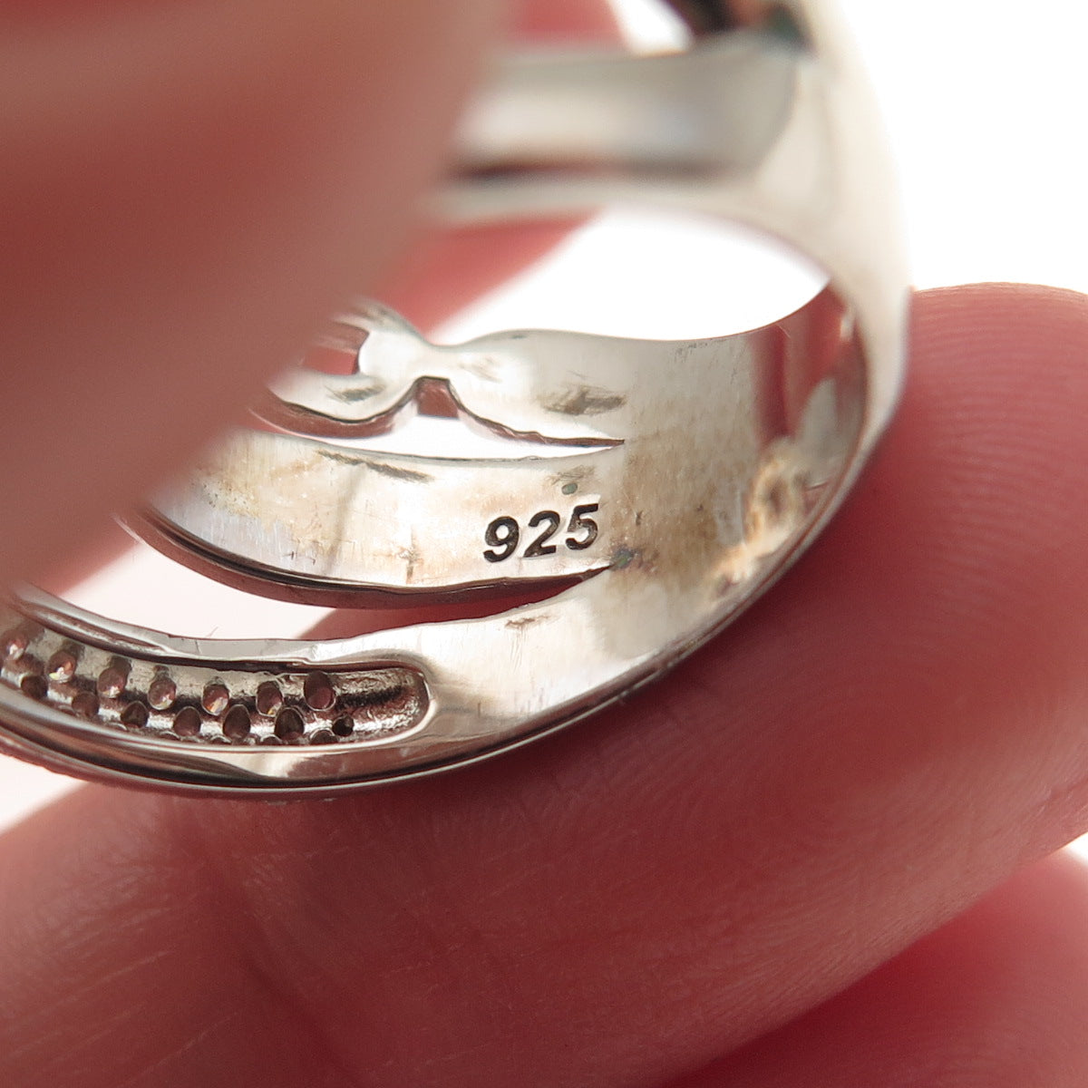 925 Sterling Silver Round-Cut C Z Multi-Link Crossover Ring Size 8.25