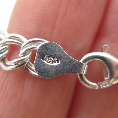 925 Sterling Silver Vintage Italy Double Curb Link Bracelet 7.25"