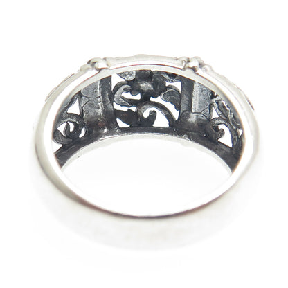 CFJ Collins Fine Jewelry 925 Sterling Silver Vintage Flower Oxidized Ring Size 8