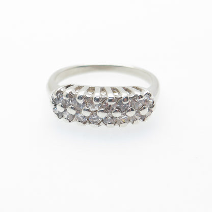 925 Sterling Silver Round-Cut C Z Cluster Ring Size 6.75