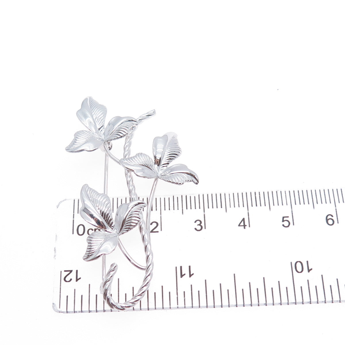 VAN DELL 925 Sterling Silver Vintage Floral Leaf Pin Brooch