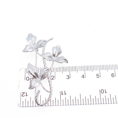 VAN DELL 925 Sterling Silver Vintage Floral Leaf Pin Brooch