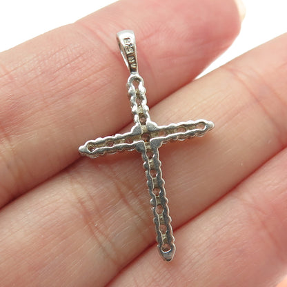 925 Sterling Silver Round-Cut Shaped C Z Cross Pendant