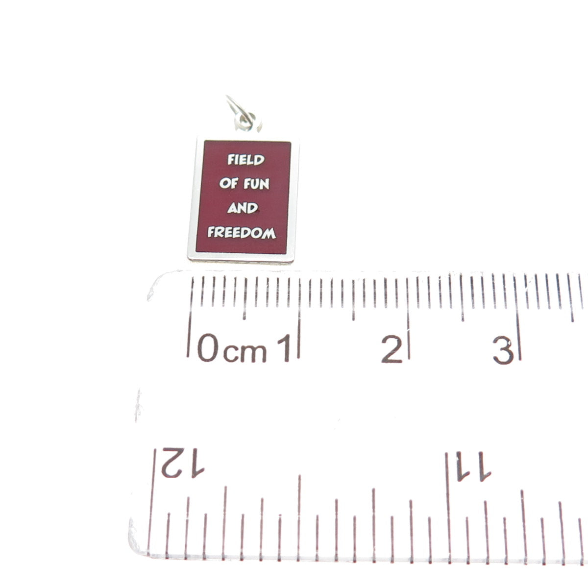 925 Sterling Silver Red Enamel Field Of Fun & Freedom Minimalist Charm Pendant