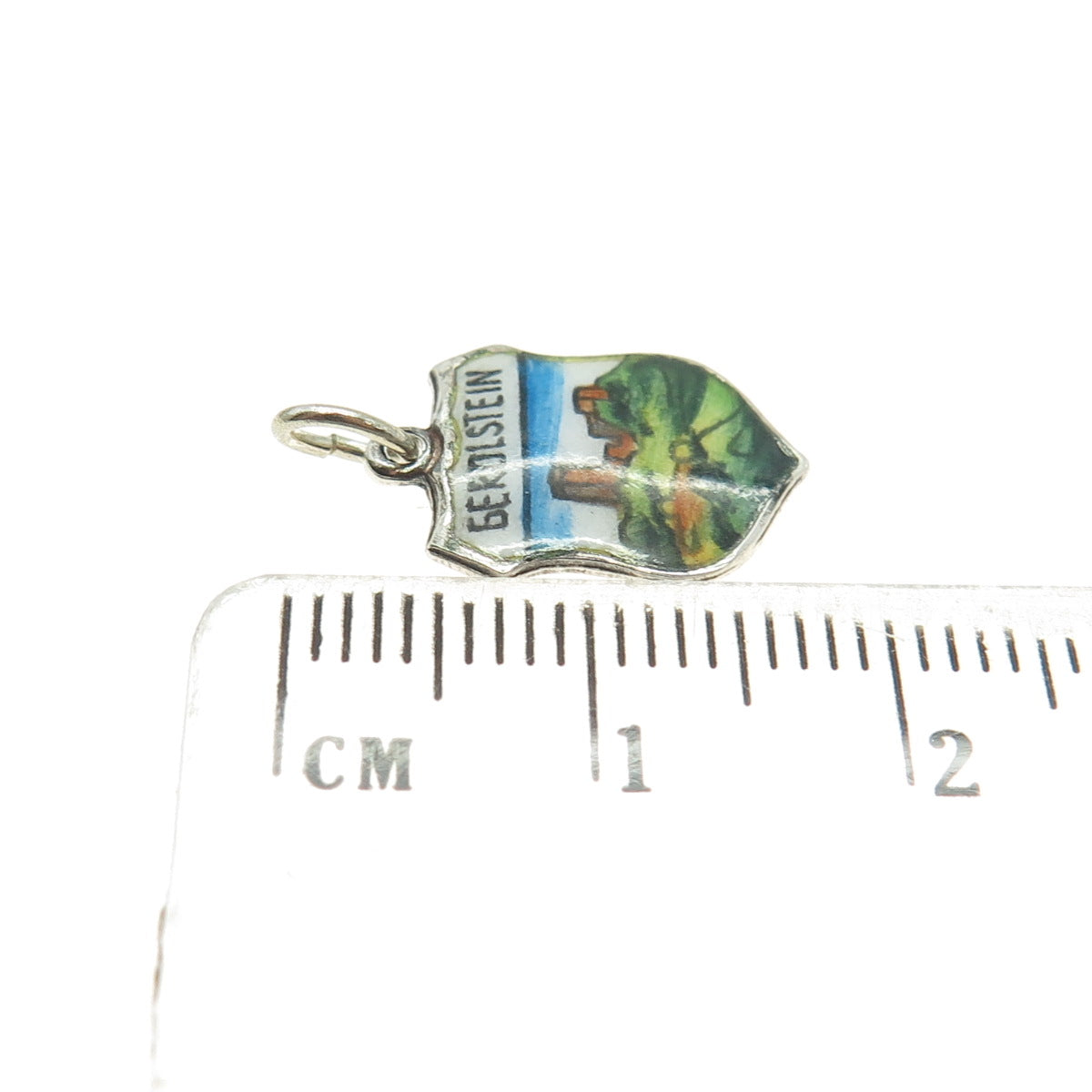 800 Silver Vintage Enamel Gerolstein Germany Minimalist Charm Pendant