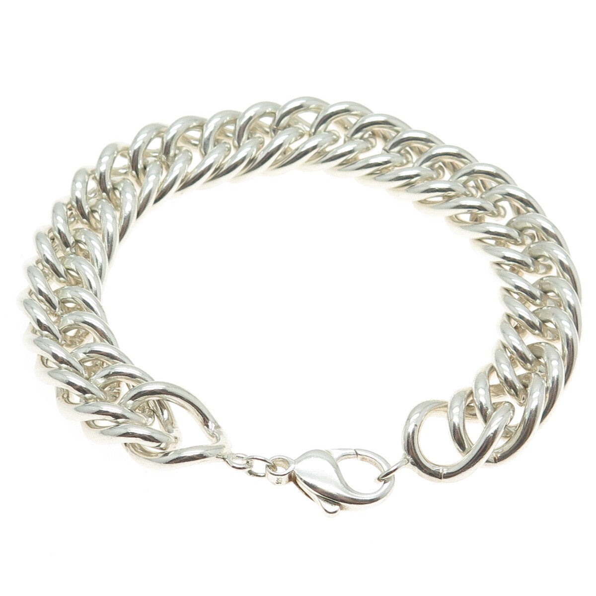 925 Sterling Silver Vintage Curb Link Heavy Bracelet 7.5"