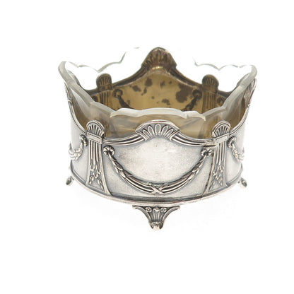 Vladimir Morozov 84 Silver Antique Victorian European Glass Salt Cellar