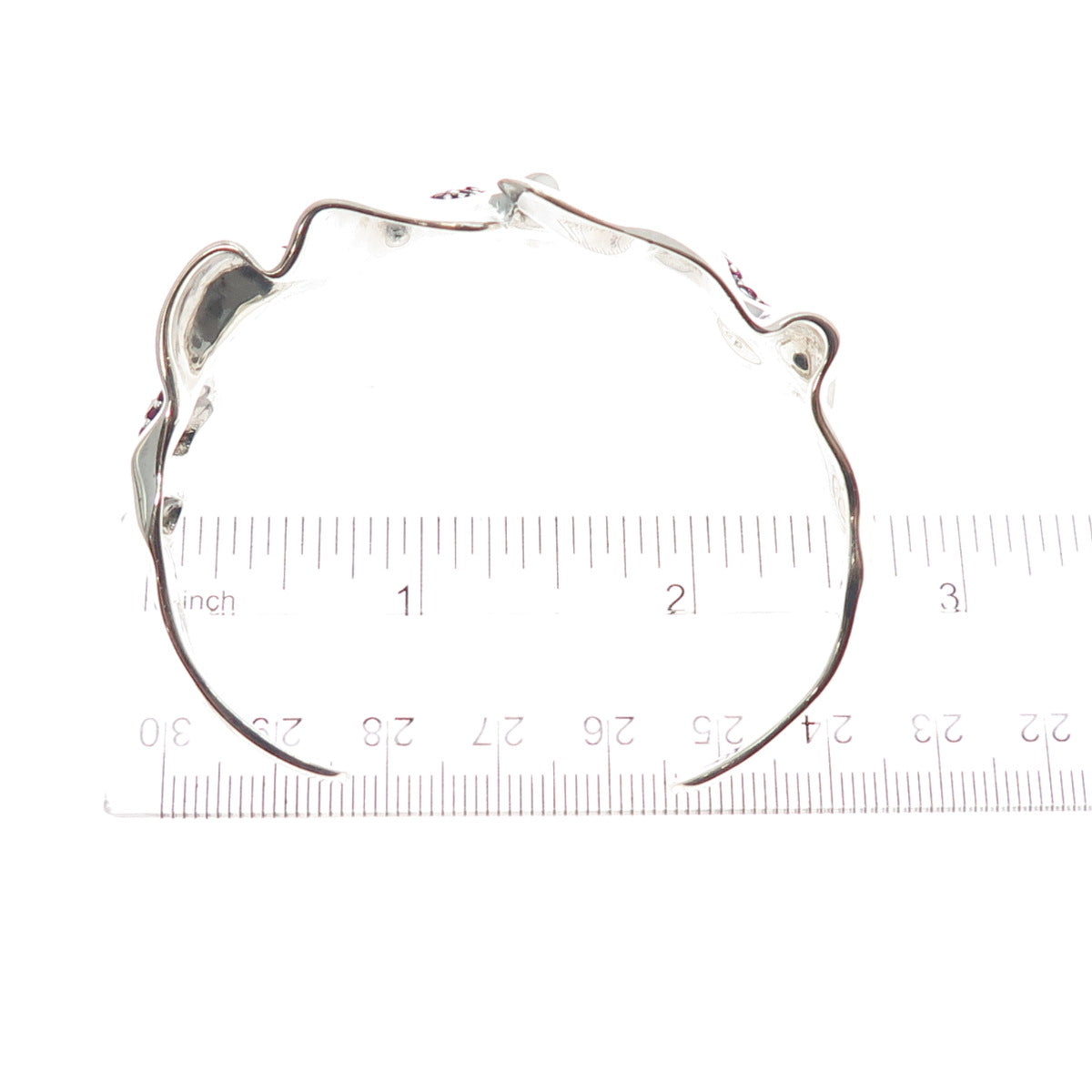 HAGIT GORALI Sterling Silver Vintage Ruby Modernist Adjustable Bracelet 6.75"