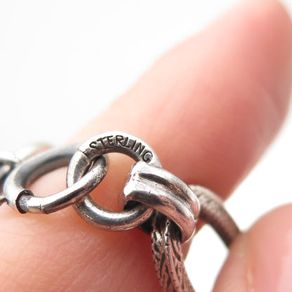 925 Sterling Silver Vintage Engraved Multi-Link Oxidized Bracelet 7.5"