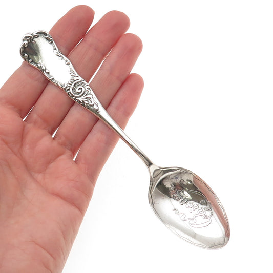 925 Sterling Silver Antique Art Deco Chicago States & Cities Coffee Spoon